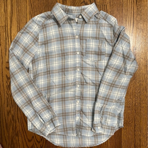 Abercrombie Kids A&F Girls Button Down Flannel BTS Baby Blue/Gray Size 11/12 - Picture 1 of 10